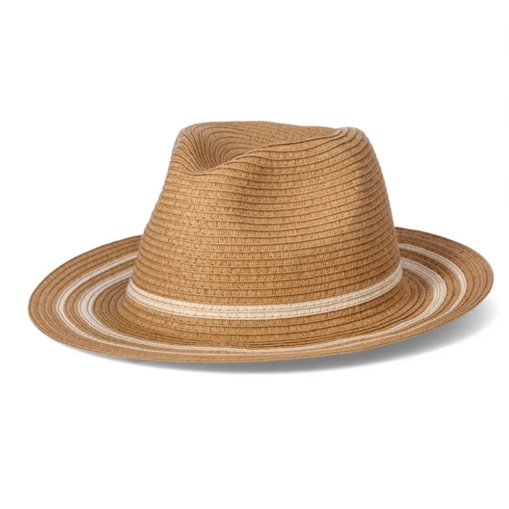 💕5/$15 Time and Tru Women’s Panama weave Straw Fedora in Beige NEW with … - Picture 3 of 4